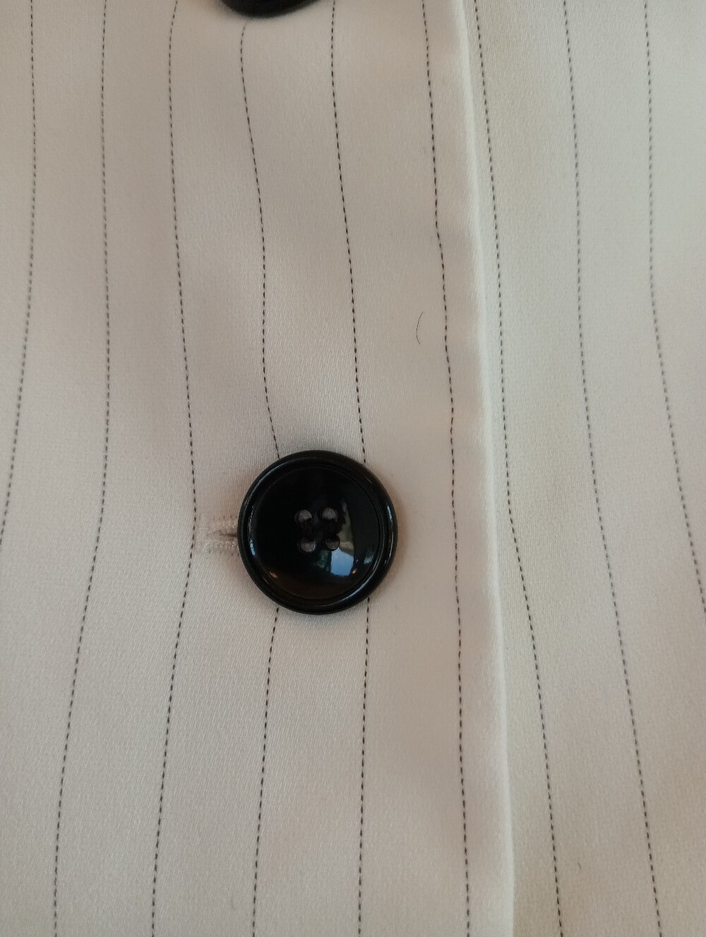 Kasper White Pinstripe Blazer with Dark Buttons Femme Summer Business Work Wear - Picture 7 of 15